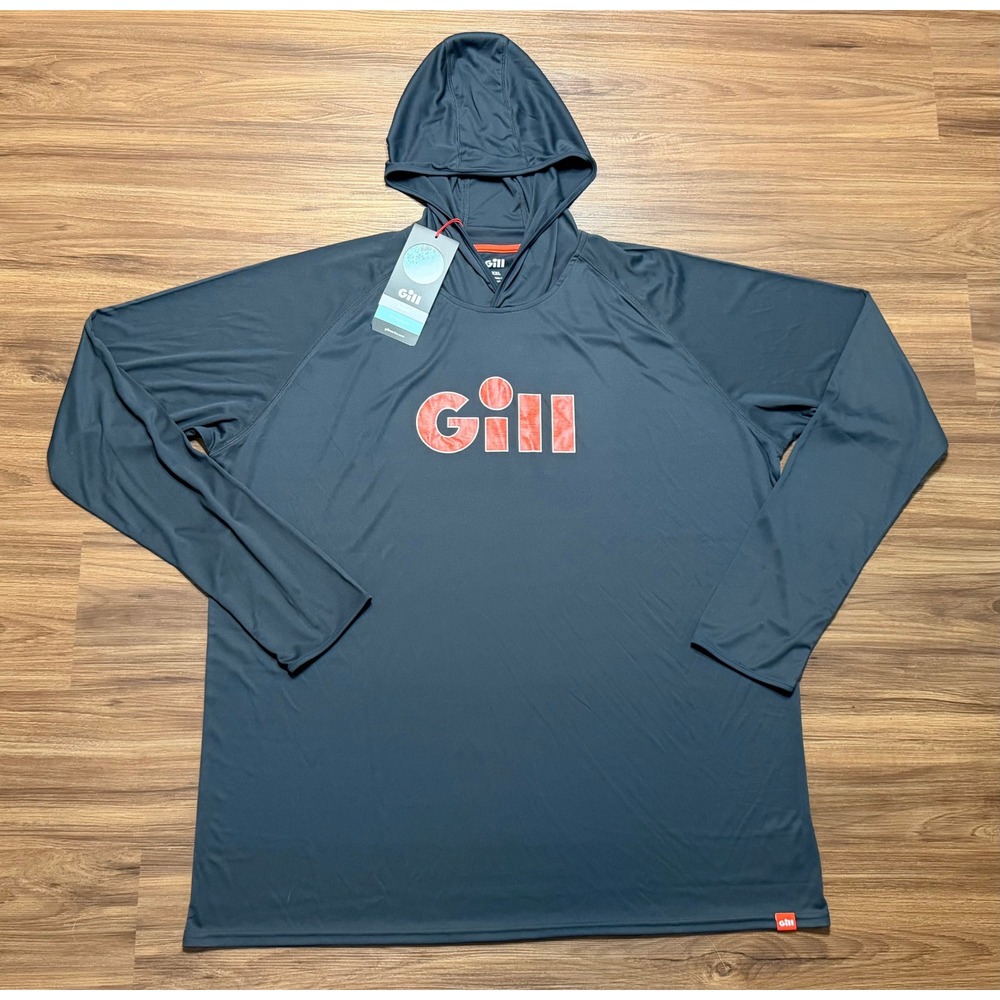 Gill Marine UV Tec Hoody Charcoal Grey Long Sleeve Performance Shirt Sz 3XL